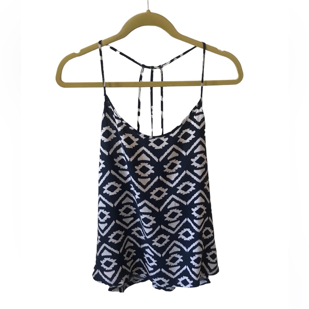 No Boundaries Women's Top Blue/White Print 100% Rayon Juniors Size XXL